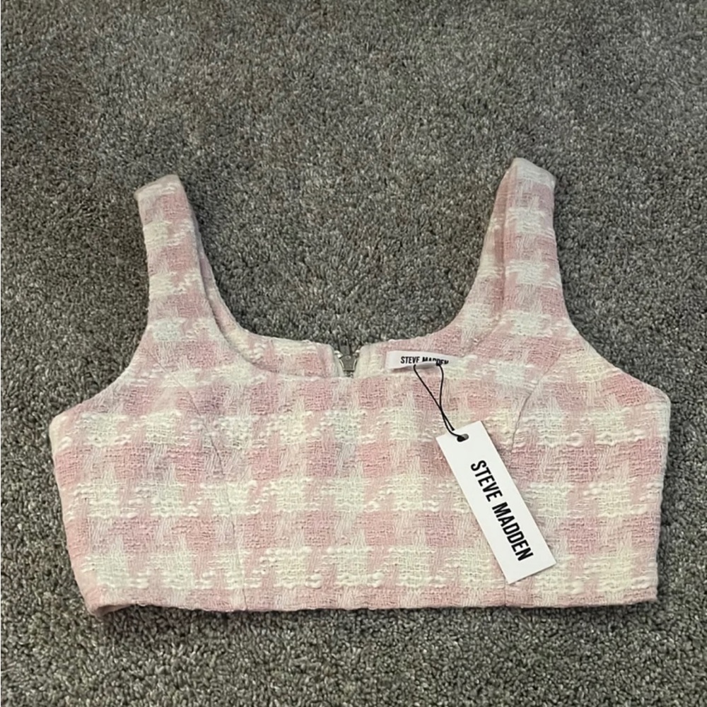 Steve Madden Pink Tweed Crop Tank